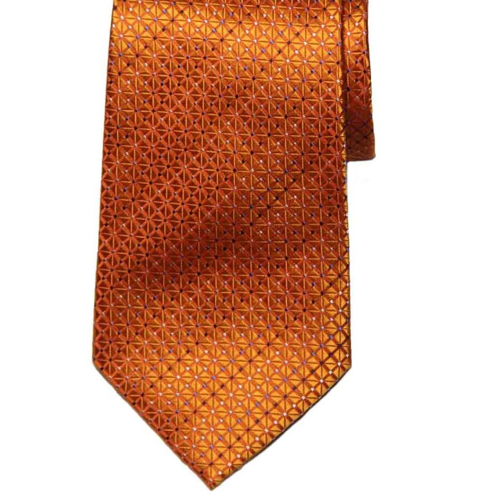 Michel Rene Silk Orange Geometric Men's